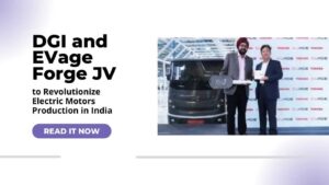 DGI and EVage representatives announcing joint venture for electric motor production in India