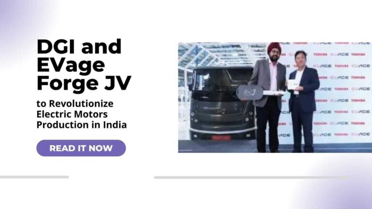 DGI and EVage representatives announcing joint venture for electric motor production in India